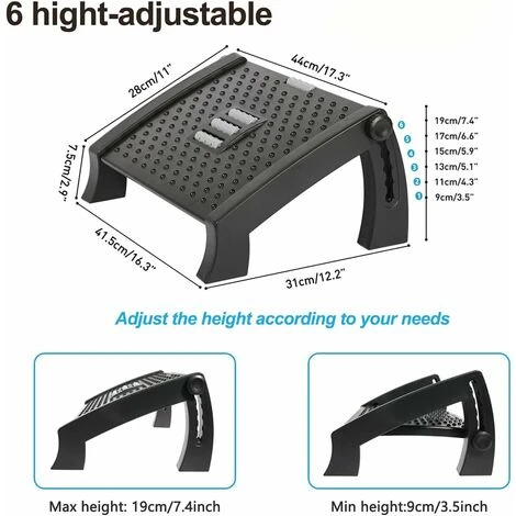 6 Repose-pieds Réglables En Hauteur Pour Sous Le Bureau Au Travail, Tabouret Ergonomique Avec Rouleaux De Massage, Repose-pieds Ergonomique Incliné Pour Le Travail à Domicile 6 6 Repose-pieds Réglables En Hauteur Pour Sous Le Bureau Au Travail, Tabouret Ergonomique Avec Rouleaux De Massage, Repose-pieds Ergonomique Incliné Pour Le Travail à Domicile – Image 4
