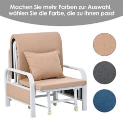 Fauteuil Convertible - Fauteuil Chauffeuse Canapé-lit Convertible 1 Place Chaise Longue Pliable Cadre En Fer + Sponge + Tissu En Lin - Brun -VIDAXL || Songmics Soldes 94725499 3