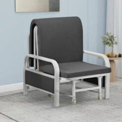 Fauteuil Convertible Canapé-Lit - Chaise Longue Rembourrée, Canapé-Lit Pliable, 1 Place, Pour Bureau À Domicile - Noir