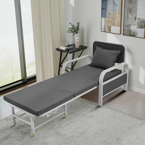 Fauteuil Convertible Canapé-Lit - Chaise Longue Rembourrée, Canapé-Lit Pliable, 1 Place, Pour Bureau À Domicile - Noir 4 Fauteuil Convertible Canapé-Lit - Chaise Longue Rembourrée, Canapé-Lit Pliable, 1 Place, Pour Bureau À Domicile - Noir – Image 2