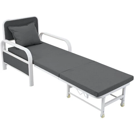 Fauteuil Convertible Canapé-Lit - Chaise Longue Rembourrée, Canapé-Lit Pliable, 1 Place, Pour Bureau À Domicile - Noir 7 Fauteuil Convertible Canapé-Lit - Chaise Longue Rembourrée, Canapé-Lit Pliable, 1 Place, Pour Bureau À Domicile - Noir – Image 5