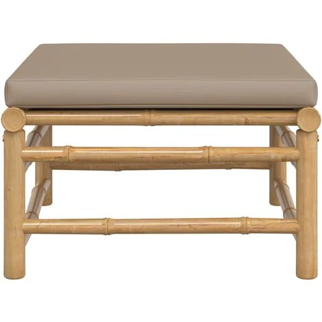 Repose-Pieds Pour Jardin Ou Salon - Tabouret Pouf Avec Coussin Taupe Bambou BV242684 - BonneVie 4 Repose-Pieds Pour Jardin Ou Salon - Tabouret Pouf Avec Coussin Taupe Bambou BV242684 - BonneVie – Image 2