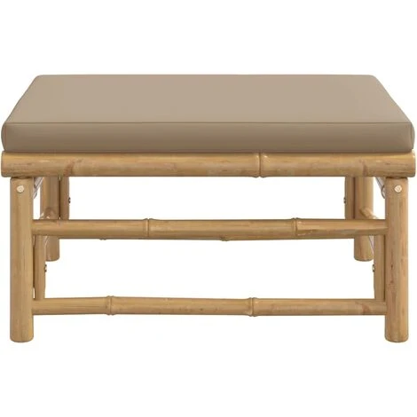 Repose-Pieds Pour Jardin Ou Salon - Tabouret Pouf Avec Coussin Taupe Bambou BV242684 - BonneVie 5 Repose-Pieds Pour Jardin Ou Salon - Tabouret Pouf Avec Coussin Taupe Bambou BV242684 - BonneVie – Image 3