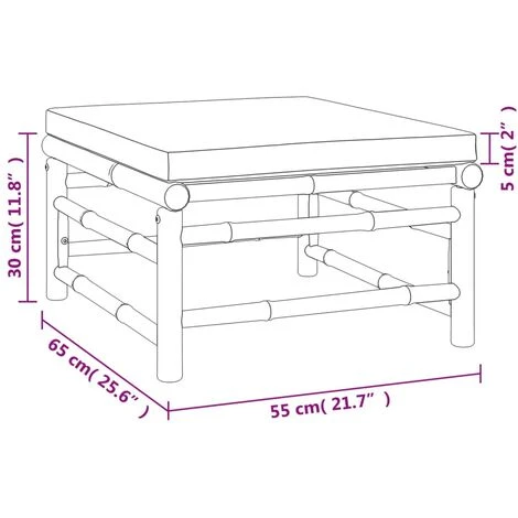 Repose-Pieds Pour Jardin Ou Salon - Tabouret Pouf Avec Coussin Taupe Bambou BV242684 - BonneVie 7 Repose-Pieds Pour Jardin Ou Salon - Tabouret Pouf Avec Coussin Taupe Bambou BV242684 - BonneVie – Image 5