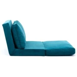 Grand Fauteuil Convertible 2 Places Multipositions Velours Bleu Canard Talya 120 Cm -VIDAXL || Songmics Soldes 95042226 4