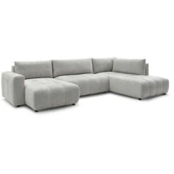 Canapé Panoramique Convertible BOBOCHIC - Canapé Panoramique Convertible Coffre ARSENE Angle Gauche Gris Clair -VIDAXL || Songmics Soldes 95364151 2