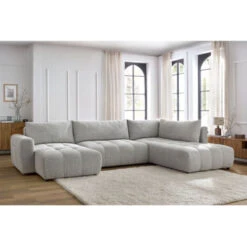 Canapé Panoramique Convertible BOBOCHIC - Canapé Panoramique Convertible Coffre ARSENE Angle Gauche Gris Clair -VIDAXL || Songmics Soldes 95364151 4