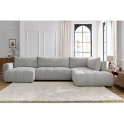 Canapé Panoramique Convertible BOBOCHIC - Canapé Panoramique Convertible Coffre ARSENE Angle Gauche Gris Clair -VIDAXL || Songmics Soldes 95364151 5