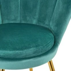 Baroni Home Fauteuil En Velours, Dossier à Coquillage Rembourré, Avec Pieds En Or, Fauteuil Relax De Salon, De Chambre, Fauteuil De Cuisine Et Salle à Manger, 69x71x84 Cm - Bleu Pétrole -VIDAXL || Songmics Soldes 95424948 3