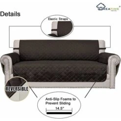 Housse De Canapé Double Face Housse De Canapé Double Imperméable Housse De Protection De Meubles Avec Sangle élastique Animal De Compagnie Enfants Enfants Chiens Et Chats (canapé Double, Noir) -VIDAXL || Songmics Soldes 95790191 3