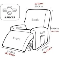 Housse De Fauteuil Relax 1 Place Extensible En Velours Ultra Doux, 4 Pièce Housse De Fauteuil Inclinable électrique Avec Poche Latérale, Antidérapant, Amovible Et Lavable -VIDAXL || Songmics Soldes 95831709 2