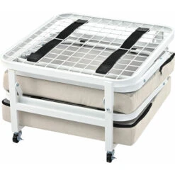 Fauteuil-lit Convertible, Dossier Inclinable à 6 Positions, Fauteuil Pliant Avec Coussin En Lin, Sans Accoudoirs, Canapé De Loisirs Pour Maison Ou Bureau, Blanc -VIDAXL || Songmics Soldes 95961383 4