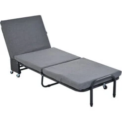 Fauteuil-lit Convertible, Dossier Inclinable à 6 Positions, Fauteuil Pliant Avec Coussin En Lin, Sans Accoudoirs, Canapé De Loisirs Pour Maison Ou Bureau, Gris