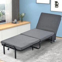 Fauteuil-lit Convertible, Dossier Inclinable à 6 Positions, Fauteuil Pliant Avec Coussin En Lin, Sans Accoudoirs, Canapé De Loisirs Pour Maison Ou Bureau, Gris -VIDAXL || Songmics Soldes 95961398 3