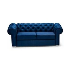 Canapé En Lit Convertible Chesterfield 3 Places Relax Droit - En Tissu (Velours), Pieds En Bois - Salon & Séjour - Avia (Bleu Marine) 9 Canapé En Lit Convertible Chesterfield 3 Places Relax Droit - En Tissu (Velours), Pieds En Bois - Salon & Séjour - Avia (Bleu Marine) -VIDAXL || Songmics Soldes 95978087 3