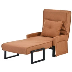 Fauteuil Convertible Fauteuil-lit 3 En 1 - Couchage D'intérieur Chaise Longue Convertible Canapé-lit Pliable Avec Coussin Lazy Bed Leisure Recliner Rembourré Pour Le Bureau à Domicile - Brun -VIDAXL || Songmics Soldes 96246103 3