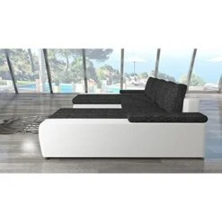 Grand Canapé D'angle XXL En U Panoramique Lit Convertible Avec Coffre 6/7 Places - En Simili Cuir - Salon & Séjour - LARINO (Noir (Soft11)) -VIDAXL || Songmics Soldes 96252749 5