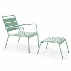 Repose Pied En Métal Vert Sauge - Palavas -VIDAXL || Songmics Soldes 96269192 4