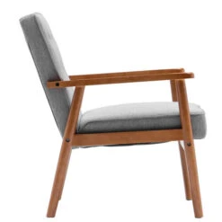Siège Unique Type A Dossier Point De Traction Accoudoir En Bois Massif Tissu Gris Chaise De Loisirs D'intérieur Style Rétro N103 -VIDAXL || Songmics Soldes 96776214 5