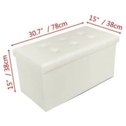 Repose-pieds En Cuir PU Avec Boucle En Cuir Blanc 763838cm -VIDAXL || Songmics Soldes 96776221 4