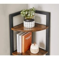 Étagère D'angle à 5 Niveaux, Bibliothèque Du Coin, Meuble De Rangement Polyvalent, Porte-Plantes, Pour Salon, Chambre, Bureau, Style Industriel, Marron Rustique Et Noir Par SONGMICS LLS803B01 -VIDAXL || Songmics Soldes 97009426 4