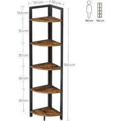 Étagère D'angle à 5 Niveaux, Bibliothèque Du Coin, Meuble De Rangement Polyvalent, Porte-Plantes, Pour Salon, Chambre, Bureau, Style Industriel, Marron Rustique Et Noir Par SONGMICS LLS803B01 -VIDAXL || Songmics Soldes 97009426 5