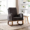 Fauteuil à Bascule Confort - Dossier Haut, Accoudoirs Rembourrés, Mousse Haute Densité, Pieds En Hévéa Massif, Lin Rocking Chair - Gris -VIDAXL || Songmics Soldes 97481876 1