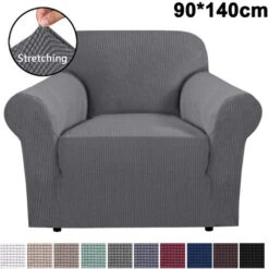 Housse De Canapé Extensible, Protection Des Meubles, Housse De Canapé Souple Avec Fond élastique, Polaire à Carreaux (gris Clair, 90x140cm)