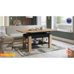 TABLE BASSE ACTORIA NOIR BOIS RELEVABLE ET EXTENSIBLE JUSQU' 150 CM 7 TABLE BASSE ACTORIA NOIR BOIS RELEVABLE ET EXTENSIBLE JUSQU' 150 CM -VIDAXL || Songmics Soldes 97820254 2