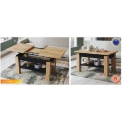 TABLE BASSE ACTORIA NOIR BOIS RELEVABLE ET EXTENSIBLE JUSQU' 150 CM 8 TABLE BASSE ACTORIA NOIR BOIS RELEVABLE ET EXTENSIBLE JUSQU' 150 CM -VIDAXL || Songmics Soldes 97820254 3