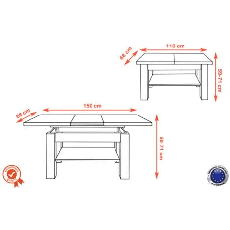 TABLE BASSE ACTORIA NOIR BOIS RELEVABLE ET EXTENSIBLE JUSQU' 150 CM 6 TABLE BASSE ACTORIA NOIR BOIS RELEVABLE ET EXTENSIBLE JUSQU' 150 CM – Image 4
