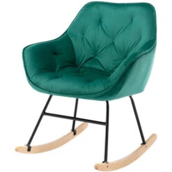 Fauteuil à Bascule Confortable Fauteuil En Velours Pour Le Salon émeraude