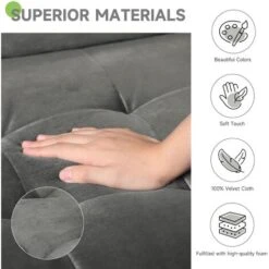 Canapé à 3 Places Moderne, Canapé à Bras Roulés En Velours Loveseat, Fauteuil Salon Avec Accoudoirs Pr Chambre Bureau, Gris, 148 Cm -VIDAXL || Songmics Soldes 98025849 4