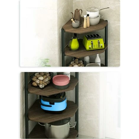 Étagère D'angle 5 étagères Métal Bois Bibliothèque D'angle Polyvalente 40x120 Noir 4 Étagère D'angle 5 étagères Métal Bois Bibliothèque D'angle Polyvalente 40x120 Noir – Image 2