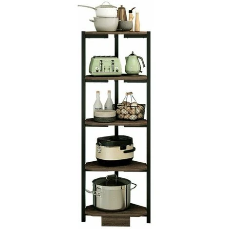 Étagère D'angle 5 étagères Métal Bois Bibliothèque D'angle Polyvalente 40x120 Noir 6 Étagère D'angle 5 étagères Métal Bois Bibliothèque D'angle Polyvalente 40x120 Noir – Image 4