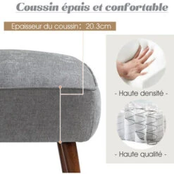 Fauteuil Crapaud, Chaise De Salon Rembourrée, Lot De 2, Gris -VIDAXL || Songmics Soldes 98815117 4