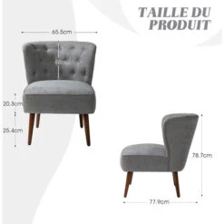 Fauteuil Crapaud, Chaise De Salon Rembourrée, Lot De 2, Gris -VIDAXL || Songmics Soldes 98815117 5