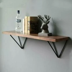 Lot De 2 équerres D'étagère Triangulaires En Métal à Prisme Géométrique Du Milieu Du Siècle - Noir - Épais - Support Mural