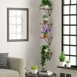 Lot De 2 équerres D'étagère Triangulaires En Métal à Prisme Géométrique Du Milieu Du Siècle - Noir - Épais - Support Mural -VIDAXL || Songmics Soldes 99373625 4