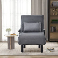 (Changement De Taille) Canapé-lit Convertible, Dossier Inclinable à 6 Positions, Fauteuil Pliant Avec Coussin, Siège Rembourré, Canapé De Loisirs Pour La Maison, Le Bureau，noir