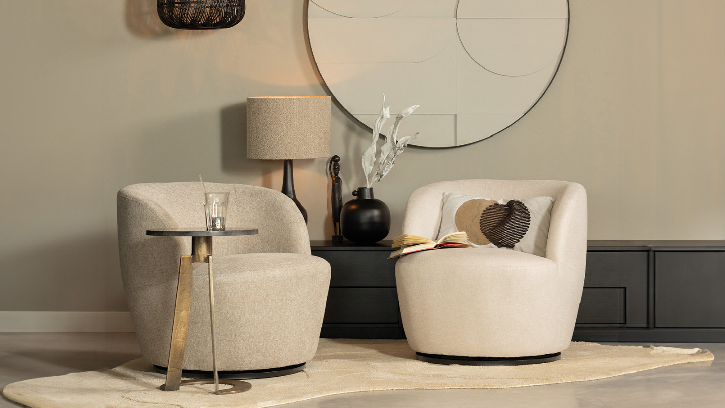 VIDAXL || Songmics Soldes -VIDAXL || Songmics Soldes fauteuil pivotant en tissu sable serra